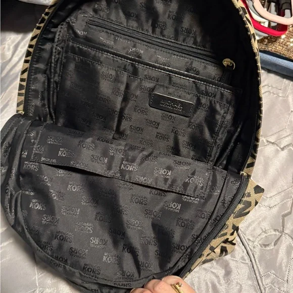 Michael Kors Monogram Black and Tan Backpack - Picture 6 of 7